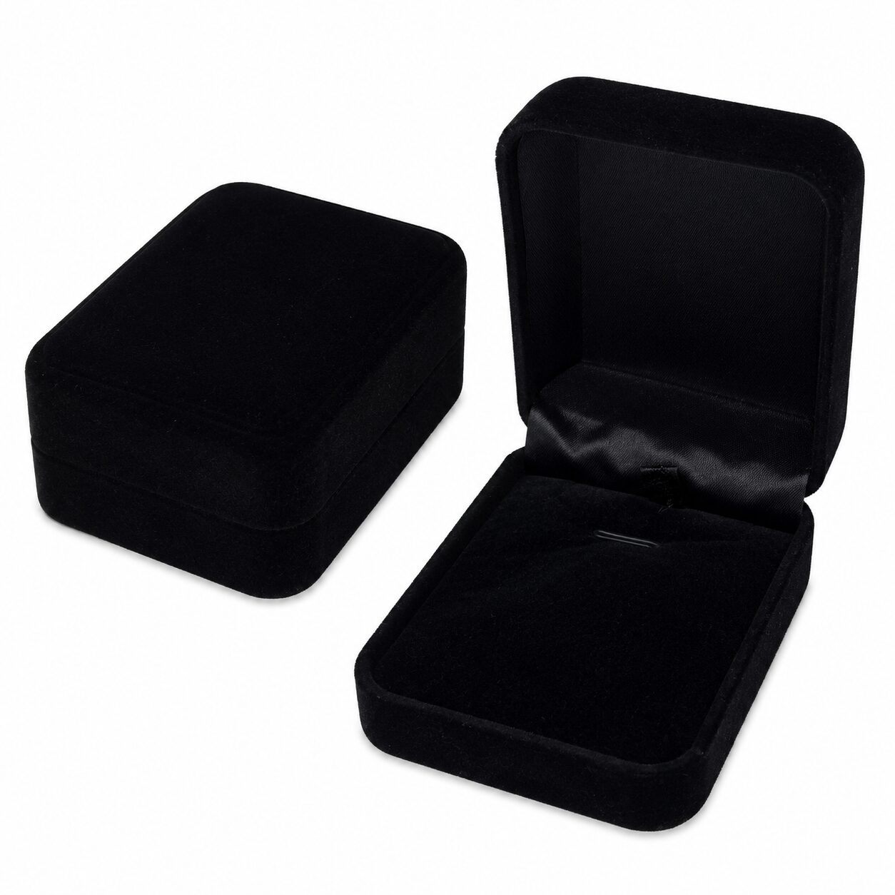 Caja para Joyas de Terciopelo Negro con Interior Negro para Colgantes