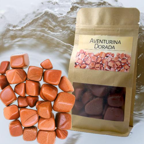 Bolsa Cantos Rodados AVENTURINA DORADA