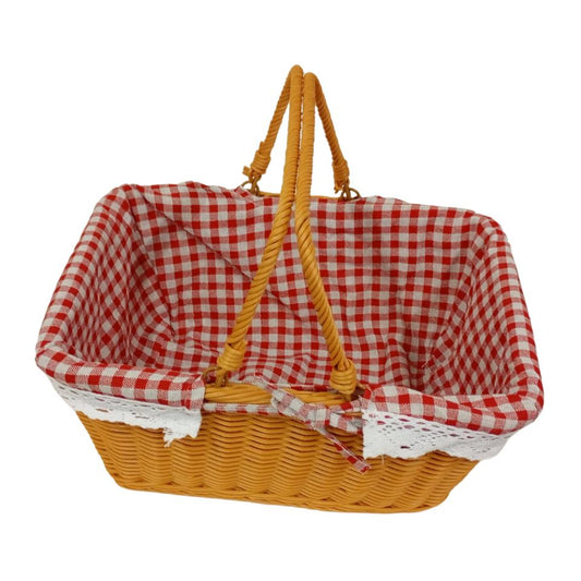 Cesta con asa tela a cuadros