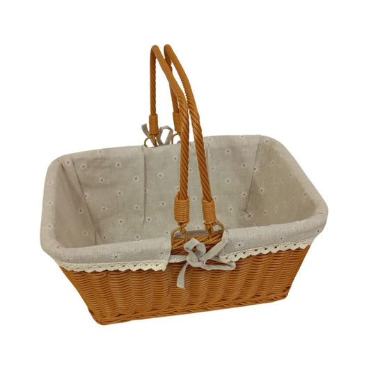 Cesta con asa tela con flores