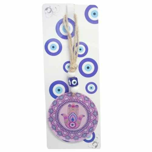 Colgador Cristal Ojo Turco 25cm - Mano de Fátima