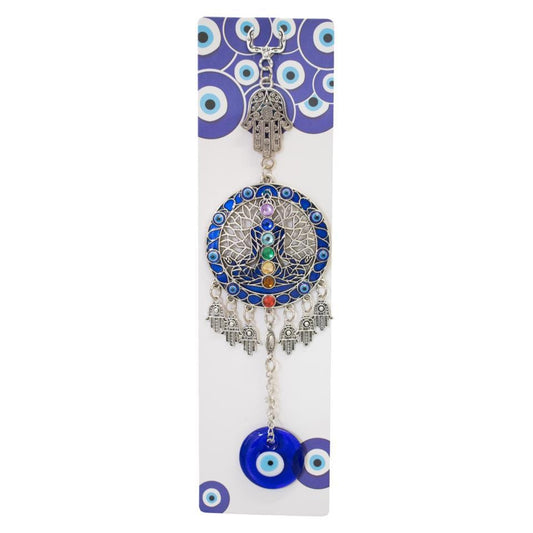 Colgador Ojo Turco Metal 7 Chakras Mano Fatima - 6