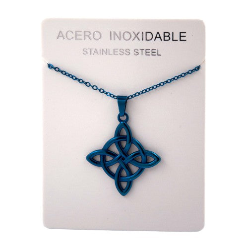 Colgante Acero Azul Nudo de Bruja REF. 290