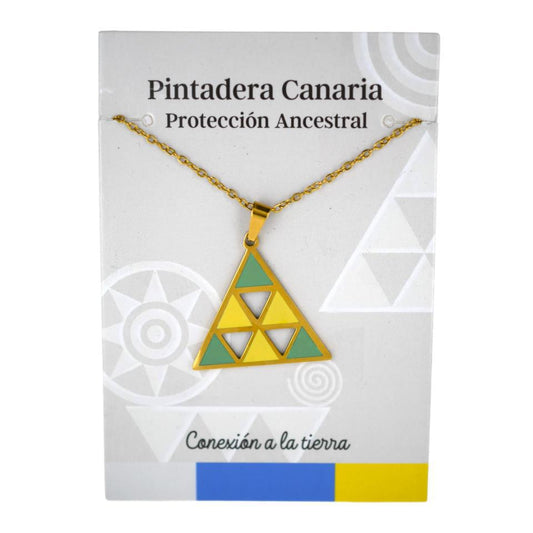 Colgante Acero D Pintadera Canaria Tricolor Verde