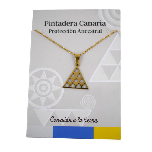 Colgante Acero Dora. Pintadera Canaria Triangulo 4