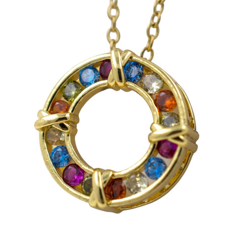 Colgante Acero Dorado Circulo Circonitas colores 5