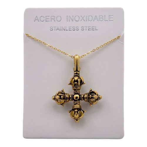 Colgante Acero Dorado Cruz Dorje REF. 8