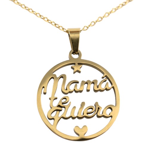 Colgante Acero Dorado Mamá Te Quiero