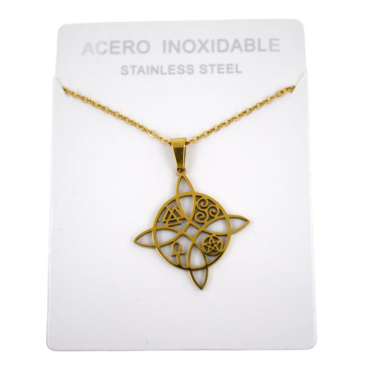 Colgante Acero Dorado Nudo de Brujas Amuletos - 4