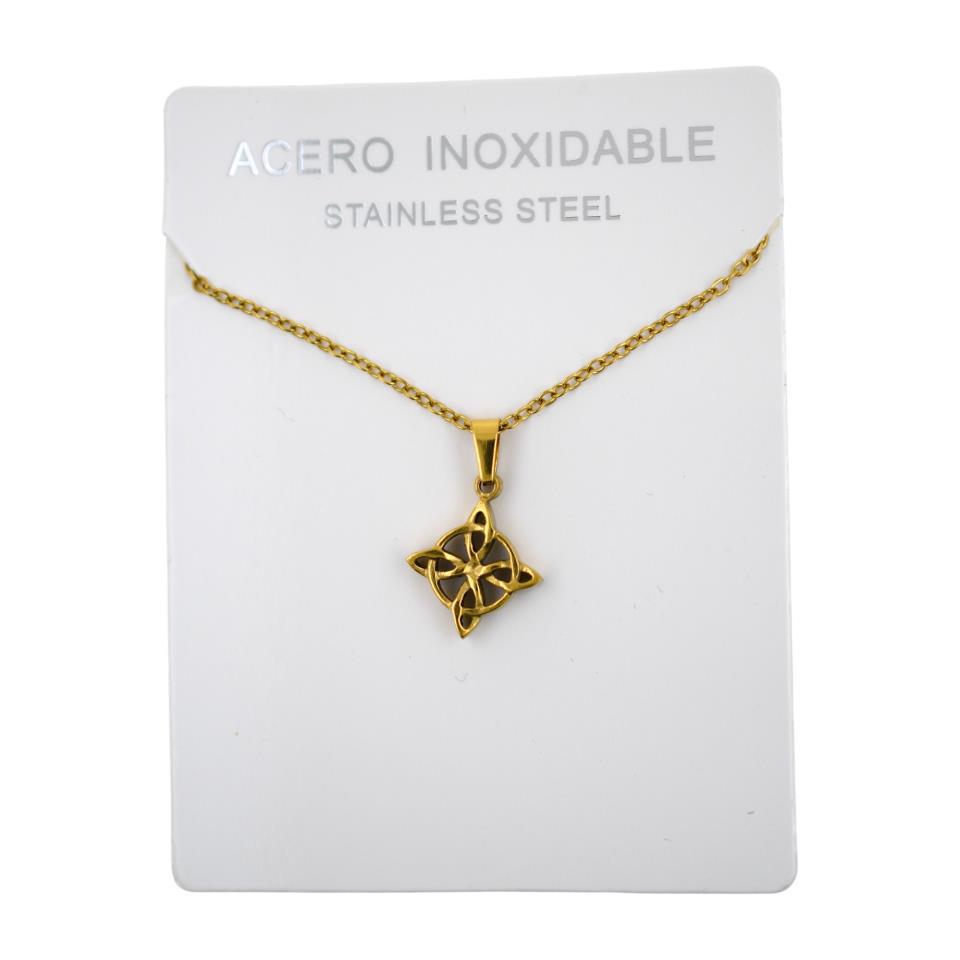 Colgante Acero Dorado Nudo de Brujas Mini - 4