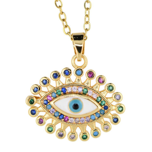 Colgante Acero Dorado Ojo Turco circonitas colores