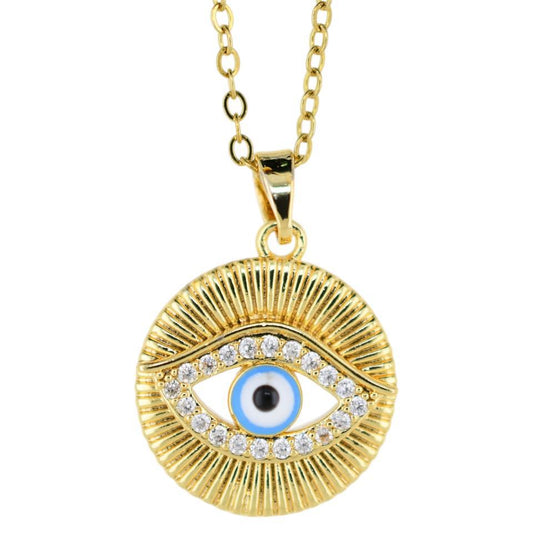 Colgante Acero Dorado Ojo Turco con circonitas