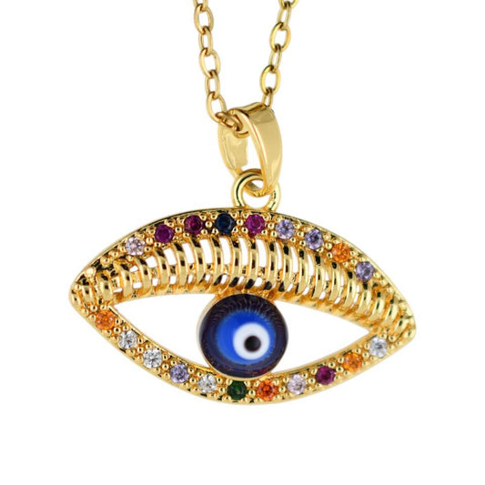 Colgante Acero Dorado Ojo Turco con circonitas