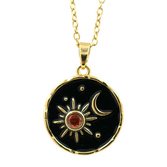 Colgante Acero Dorado Sol y Luna Circonitas - 5