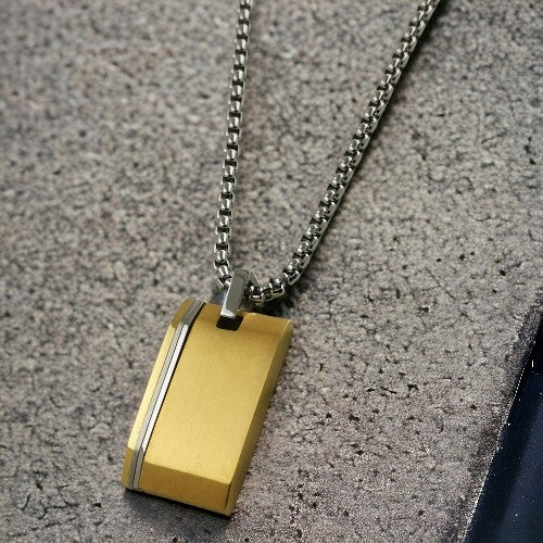 Colgante Acero Hombre Placa Dorado linea REF.-10