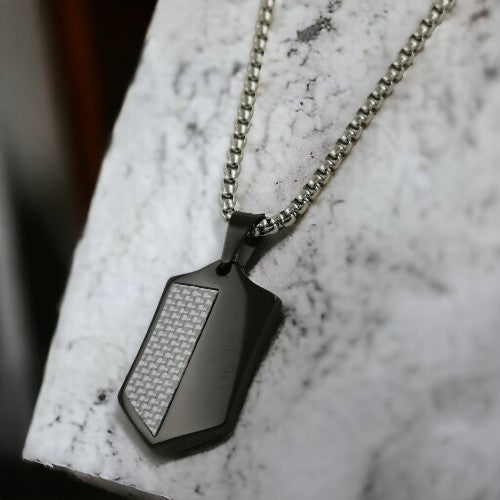 Colgante Acero Hombre Placa Negro REF.-10