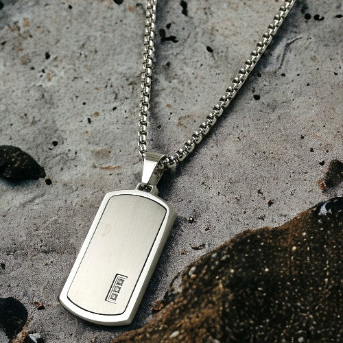 Colgante Acero Hombre Placa Plateado REF.-10