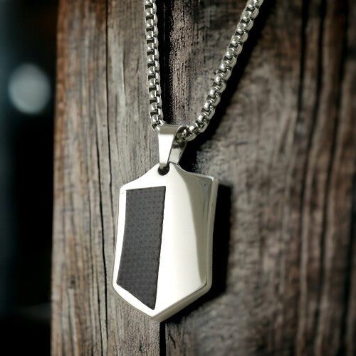 Colgante Acero Hombre Placa Plateado/negro REF.-10