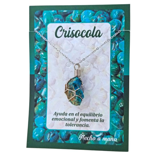 Colgante Acero Mineral Bruto alambre – CRISACOLA 5