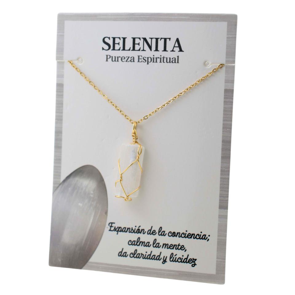 Colgante Acero Mineral Bruto alambre - SELENITA