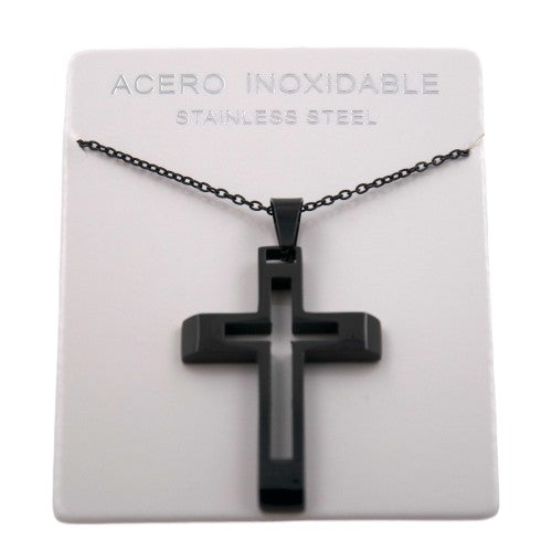 Colgante Acero Negro Cruz REF. 6