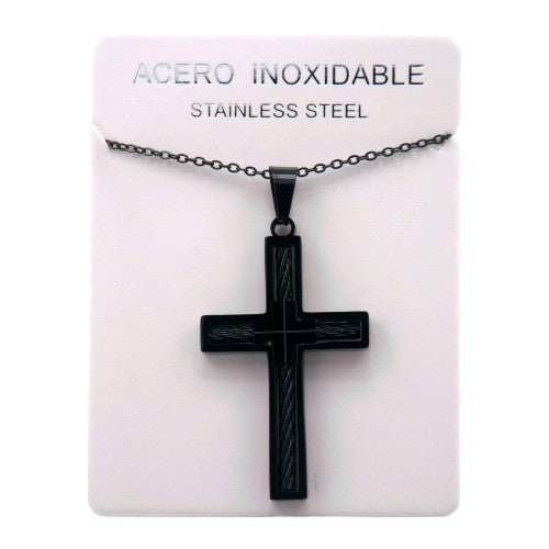 Colgante Acero Negro - Cruz REF. 9