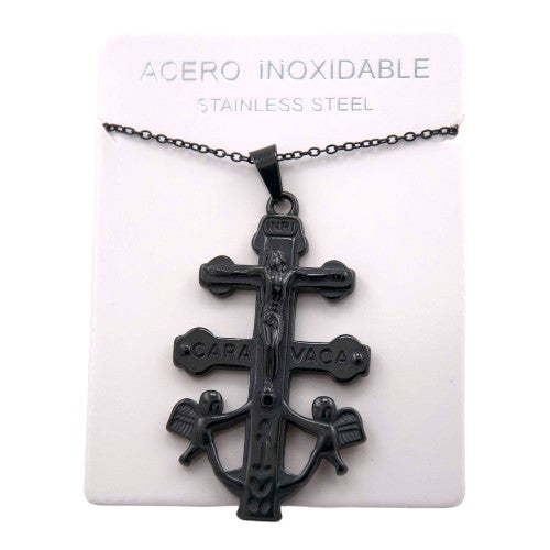 Colgante Acero Negro Cruz de Caravaca REF. 7