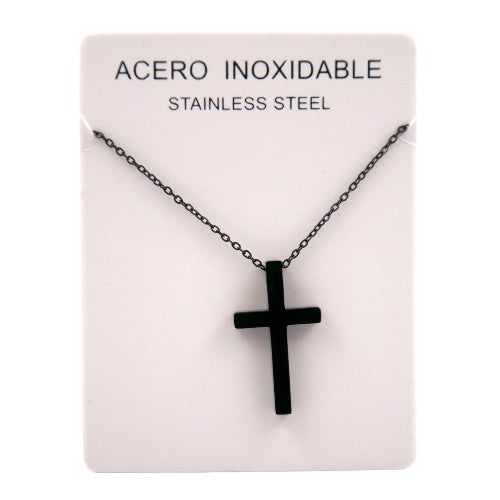 Colgante Acero Negro Cruz lisa REF. 5