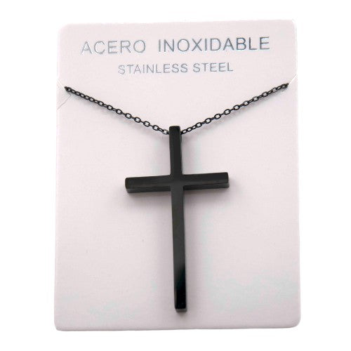 Colgante Acero Negro Cruz lisa REF. 7