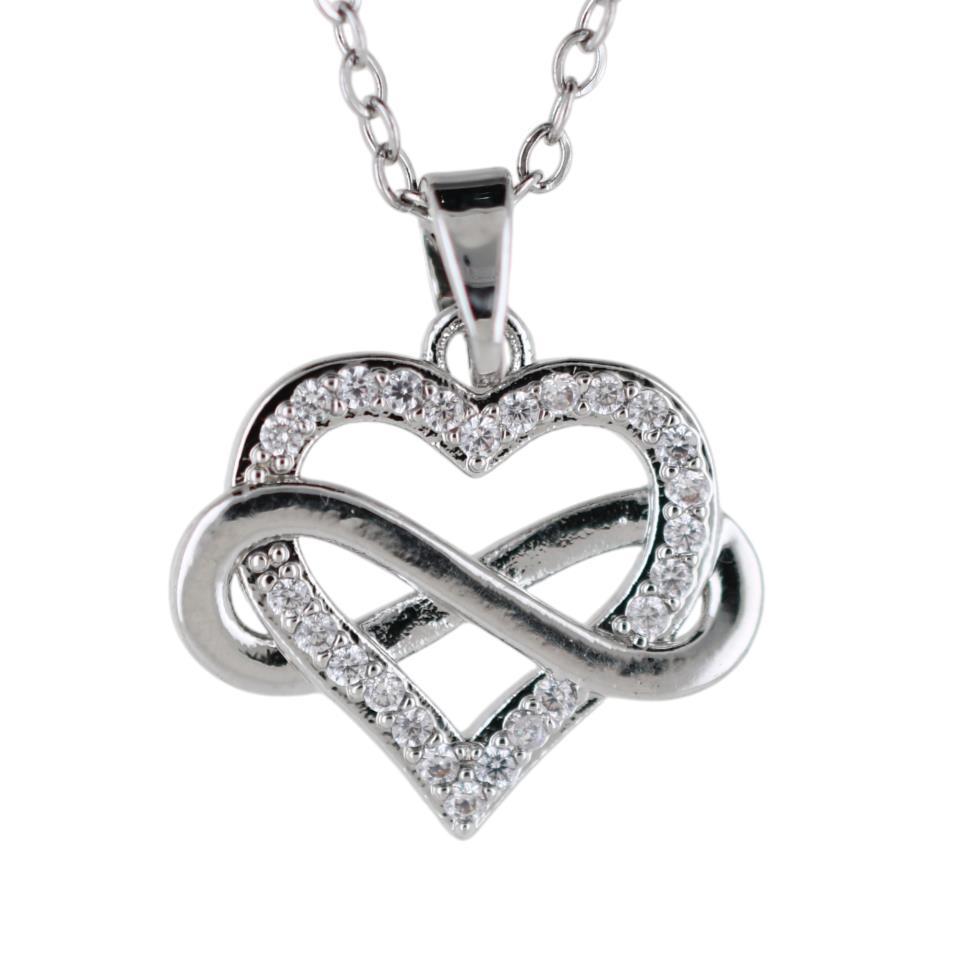 Colgante Acero Plateado Corazón Infinito circonita