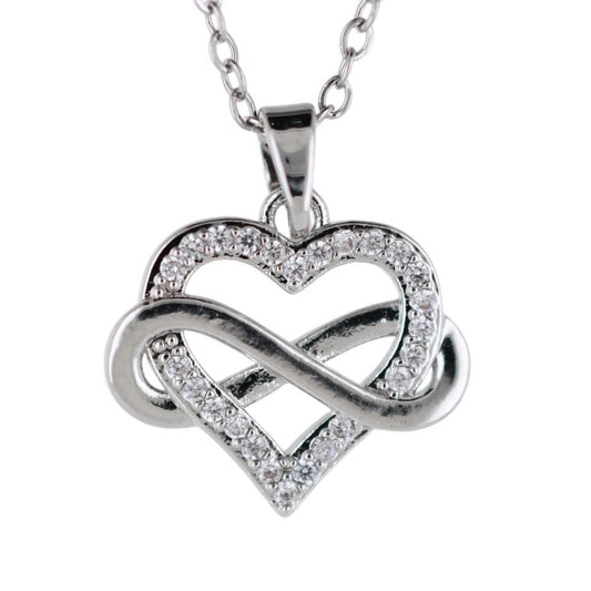 Colgante Acero Plateado Corazón Infinito circonita