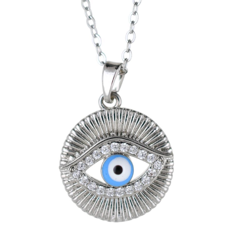 Colgante Acero Plateado Ojo Turco con circonitas