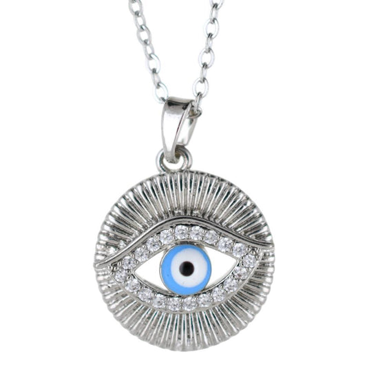 Colgante Acero Plateado Ojo Turco con circonitas