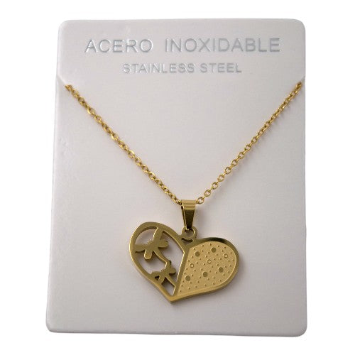 Colgante Acero dorado Corazón Libelula REF. 5