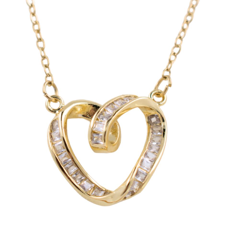 Colgante Acero dorado Corazón circonita Mod. 11