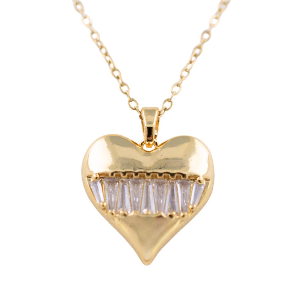 Colgante Acero dorado Corazón circonita Mod. 15