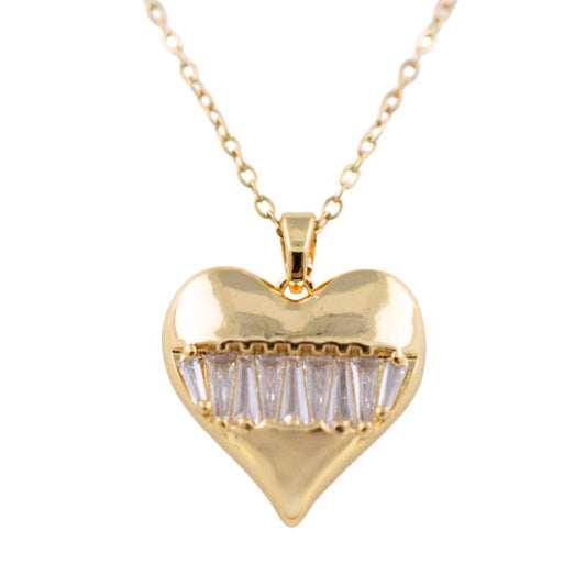 Colgante Acero dorado Corazón circonita Mod. 15