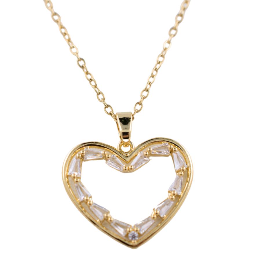 Colgante Acero dorado Corazón circonita Mod. 18