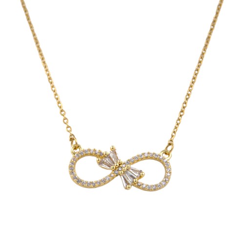 Colgante Acero dorado Infinito circonitas blancas