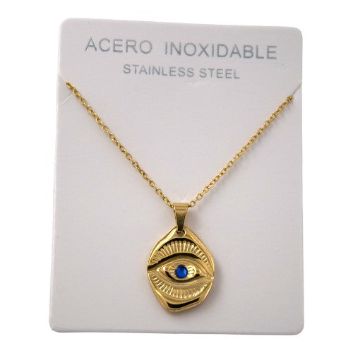 Colgante Acero dorado Ojo Azul REF. 5