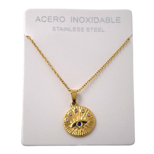 Colgante Acero dorado Redonda Ojo Caballo REF. 5