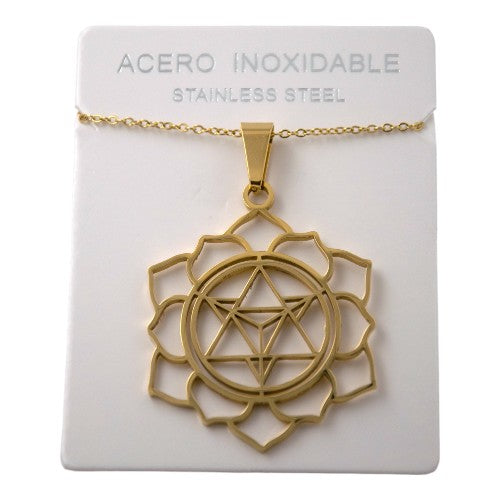 Colgante Acero dorado meditación Merkaba REF. 5