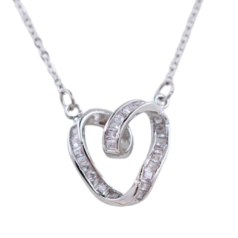 Colgante Acero plateado Corazón circonita Mod. 10
