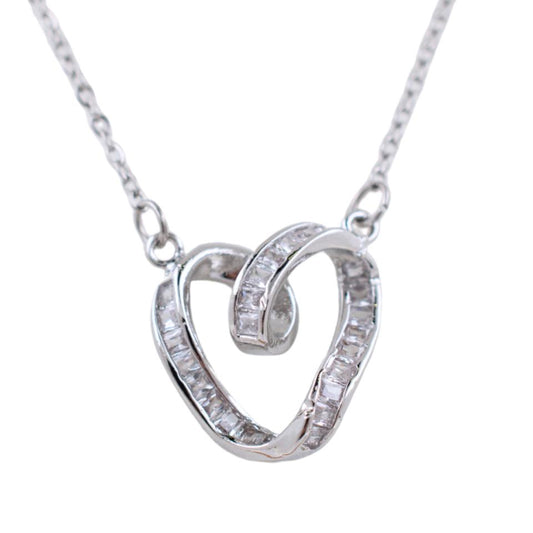 Colgante Acero plateado Corazón circonita Mod. 10