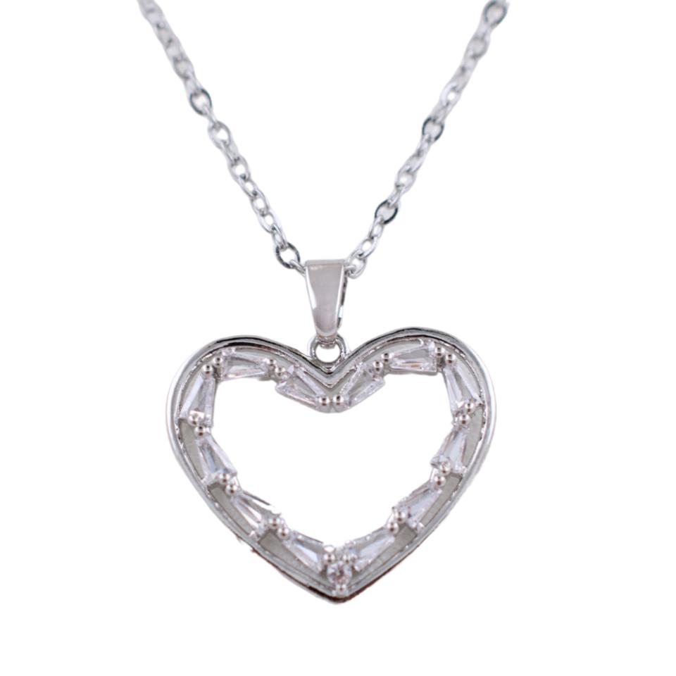 Colgante Acero plateado Corazón circonita Mod. 17