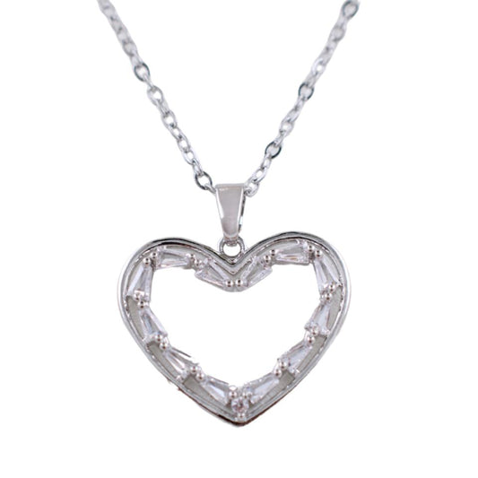 Colgante Acero plateado Corazón circonita Mod. 17