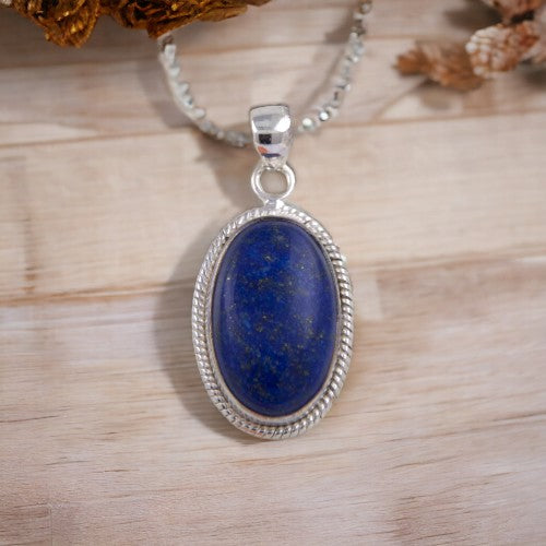 Colgante Ovalado 40mm Plata de Ley 925 LABRADO MINERAL LAPISLAZULI REF 1190