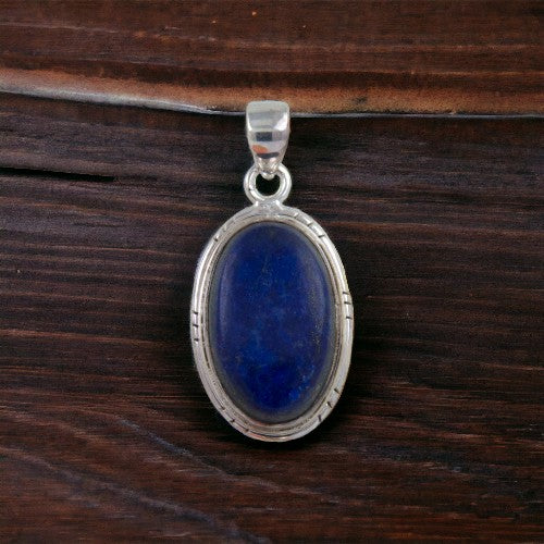 Colgante Ovalado 40mm Plata de Ley 925 LISO MINERAL LAPISLAZULI REF 1190
