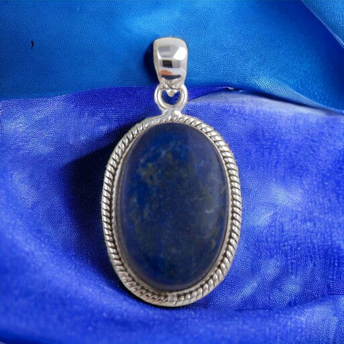 Colgante Ovalado 45mm Plata de Ley 925 LABRADO MINERAL LAPISLAZULI REF 1490
