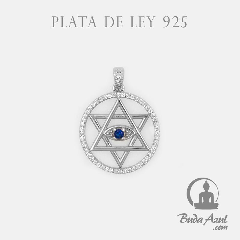 Colgante Plata ESTRELLA DAVID OJO P. AZUL REF. 890